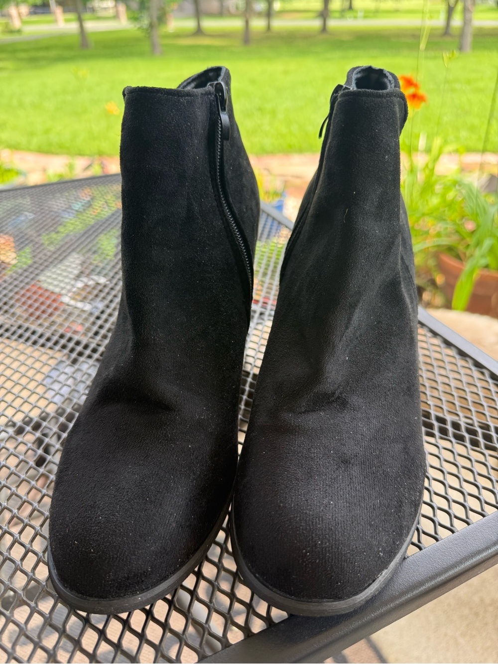 Women's Black Suede-Look Ankle Booties with Side Zip European 42